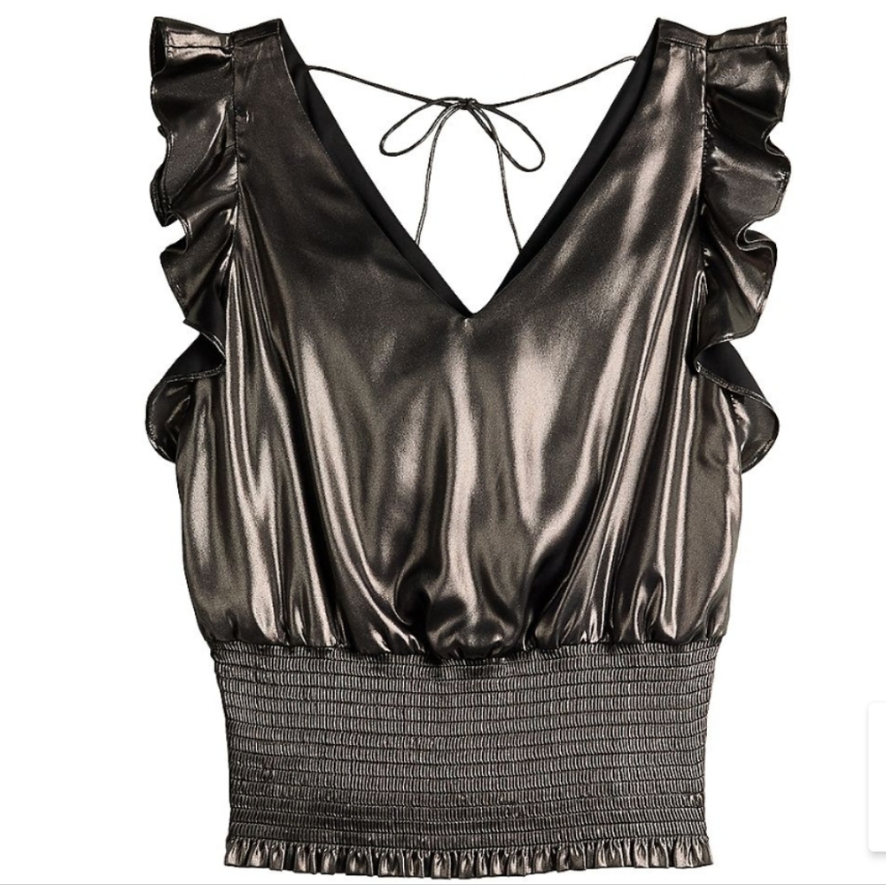 Nine West sleeveless ruffle smocked hem top 🩶 - Picture 2 of 8
